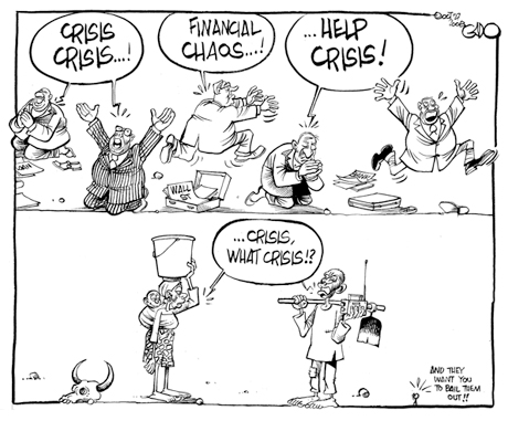 Financial crisis, cartoon